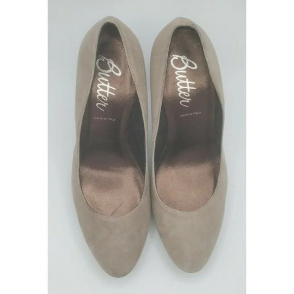 Butter Heels Grey Suede Platform Heels Shoes - Picture 6 of 10